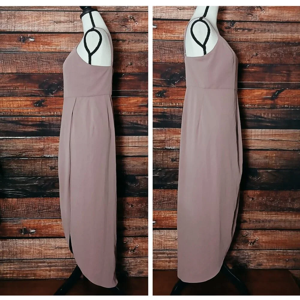 Lulus Midi Dress M Reinette Mauve Hi Low Adjustable Straps Zip Back - Picture 4 of 7